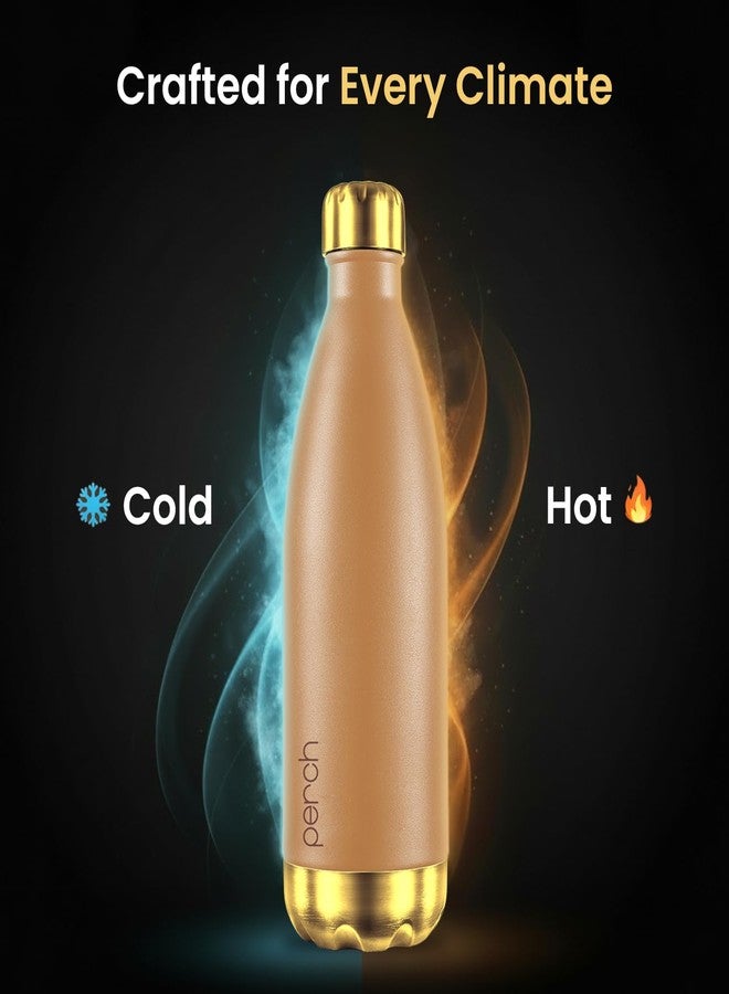 Perch Retro Hot and Cold Stainless Steel Water Bottle 980ml | Triple-Layer Vacuum Insulated Bottle| ISI Certified, Leakproof & BPA-Free | Ideal Gift for Men, Women & Parents | Golden-Amber - Image 3